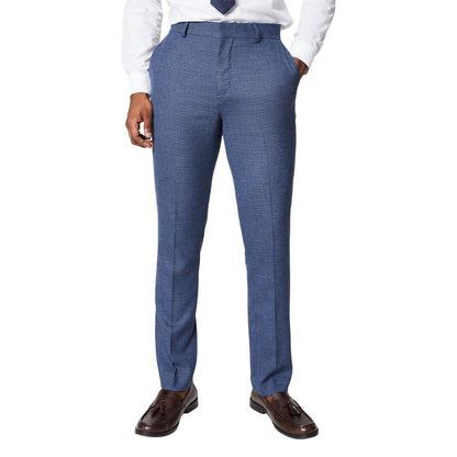 Blue - Front - Burton Mens Puppytooth Suit Trousers
