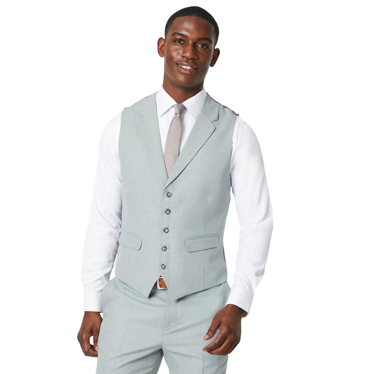 Green - Front - Burton Mens Weave Twill Waistcoat