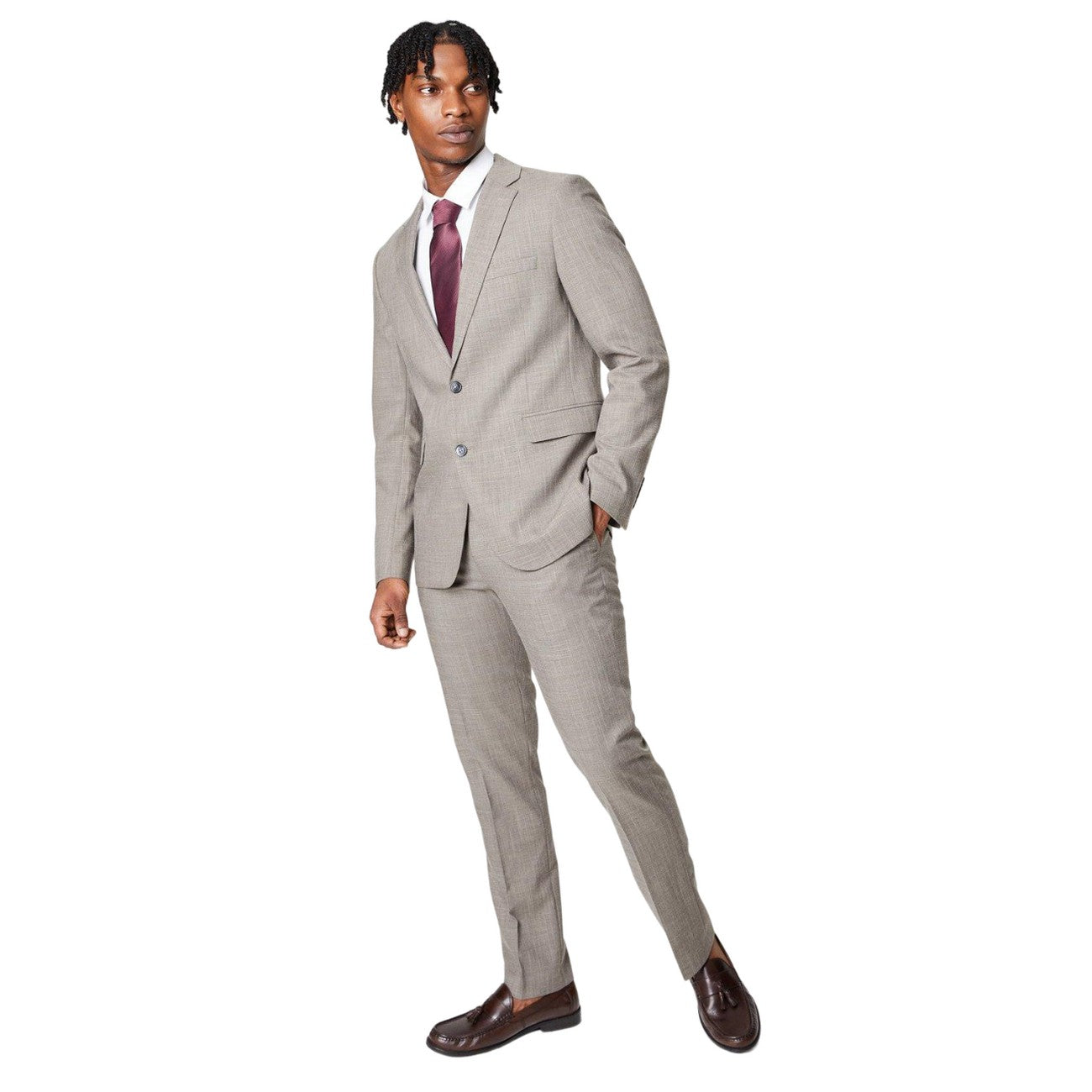 Khaki - Side - Burton Mens Slub Suit Jacket