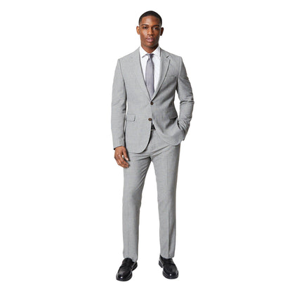 Grey - Side - Burton Mens Textured Semi Plain Suit Trousers