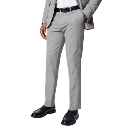 Grey - Front - Burton Mens Textured Semi Plain Suit Trousers