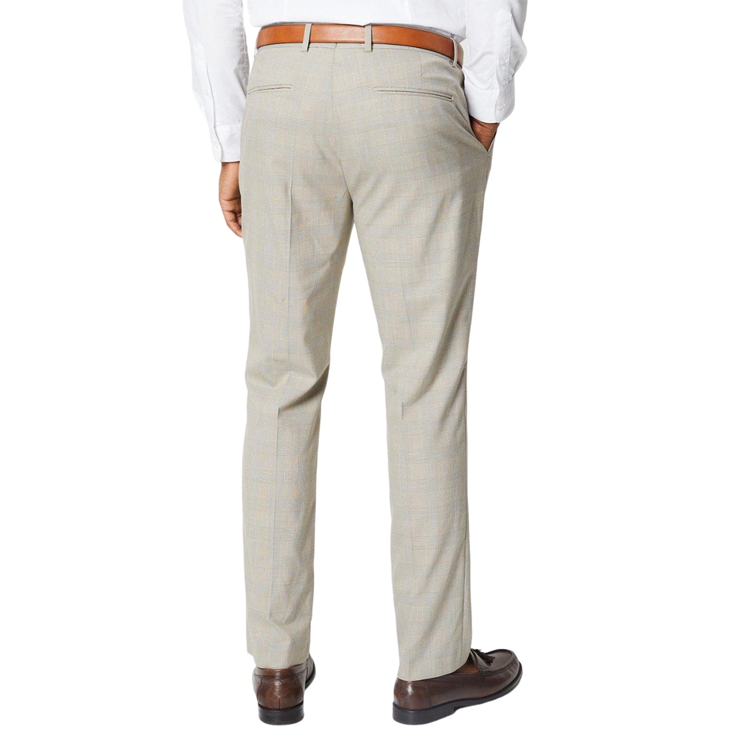 Neutral - Back - Burton Mens Prince Of Wales Check Suit Trousers