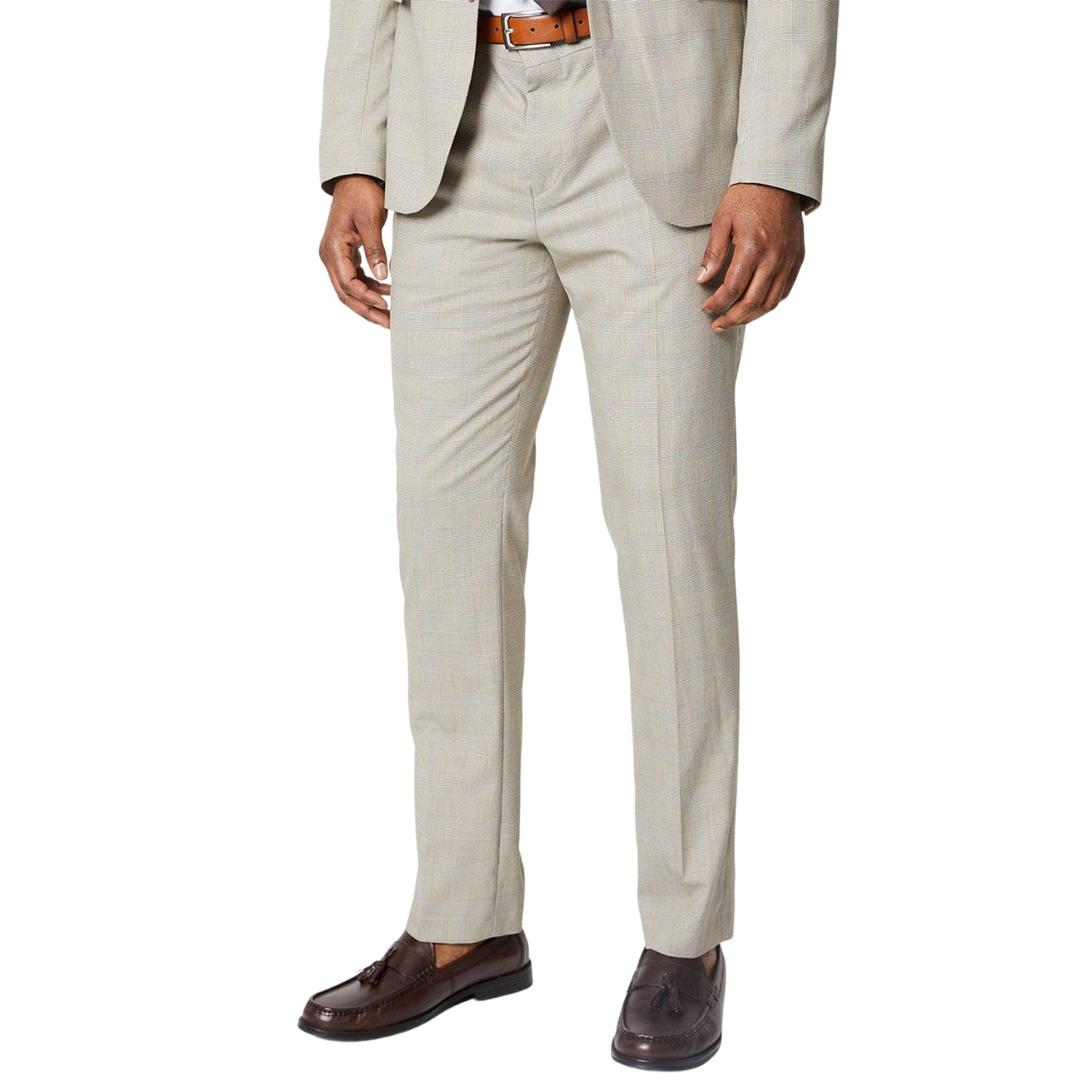 Neutral - Front - Burton Mens Prince Of Wales Check Suit Trousers