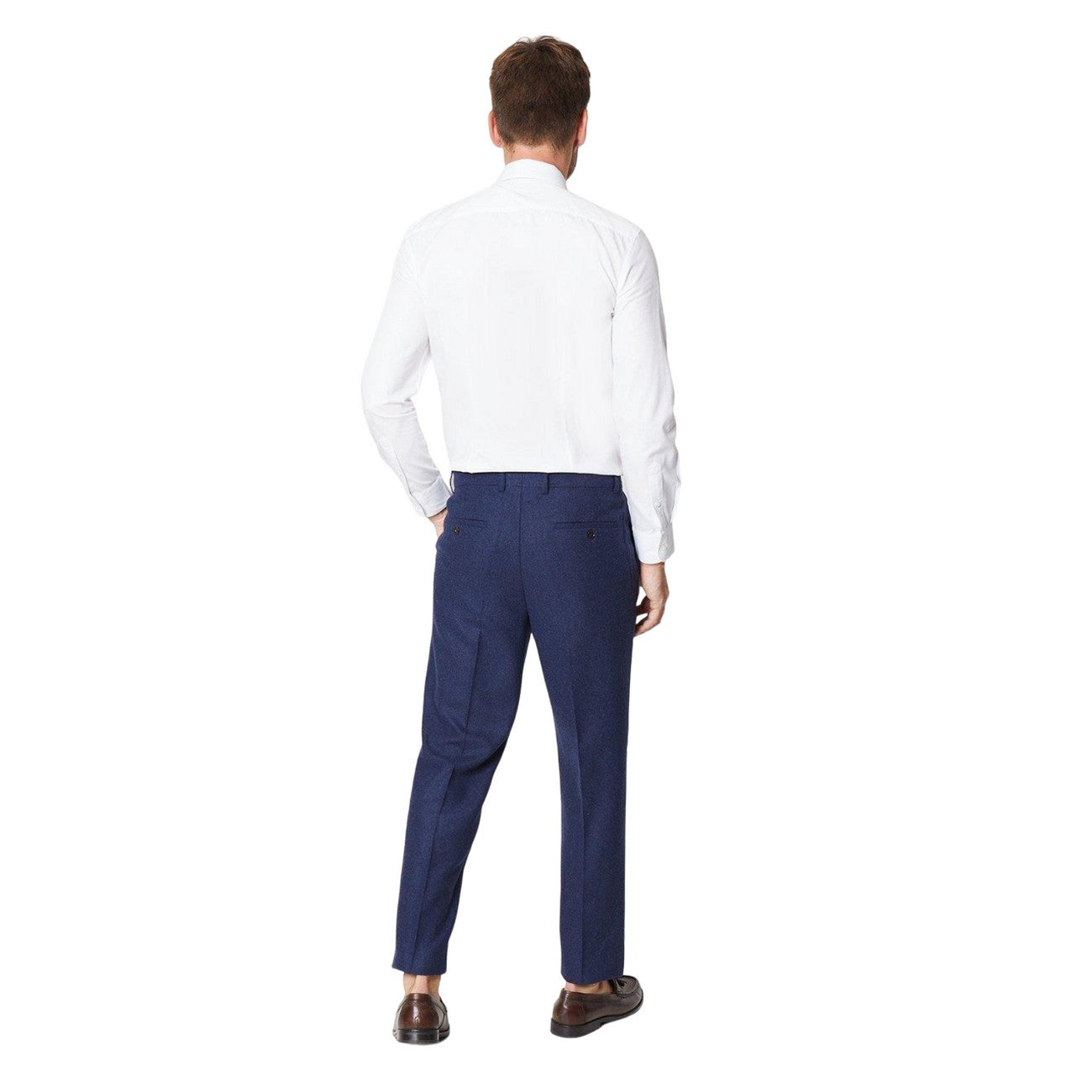Navy - Back - Burton Mens Tweed Slim Suit Trousers