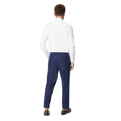 Navy - Back - Burton Mens Tweed Slim Suit Trousers