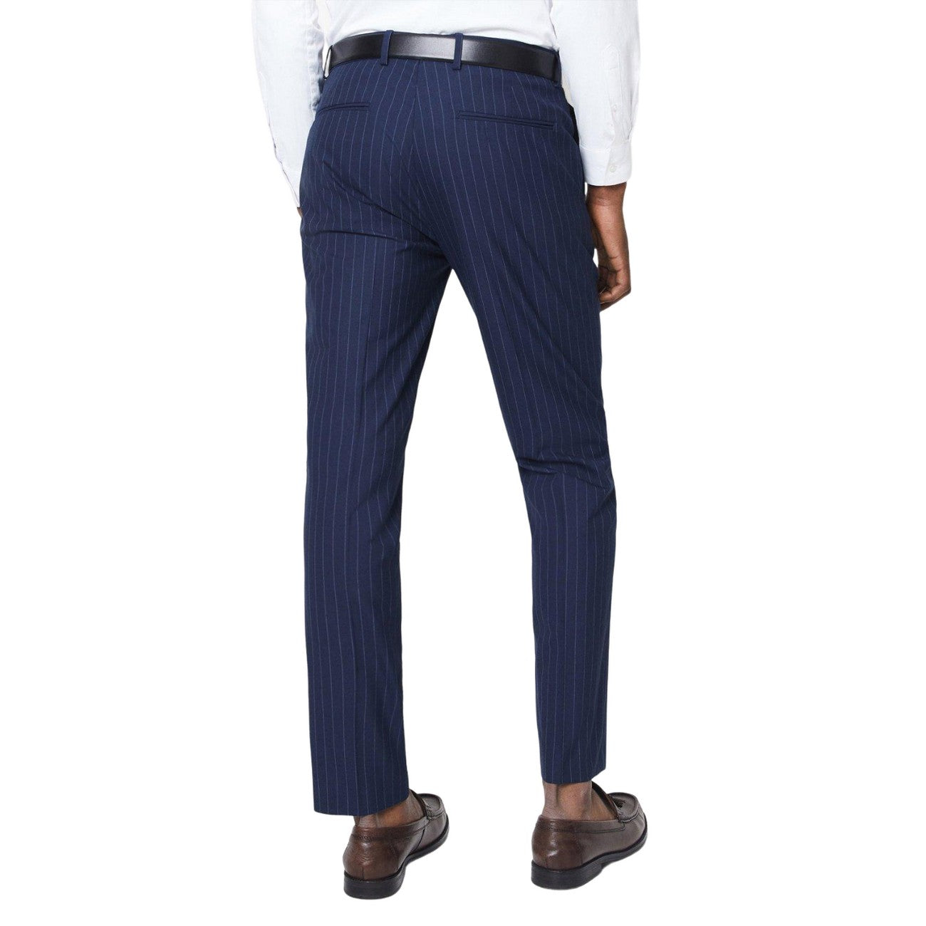 Grey - Back - Burton Mens Fine Stripe Suit Trousers