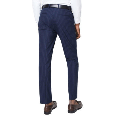Grey - Back - Burton Mens Fine Stripe Suit Trousers