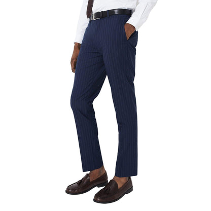 Grey - Front - Burton Mens Fine Stripe Suit Trousers