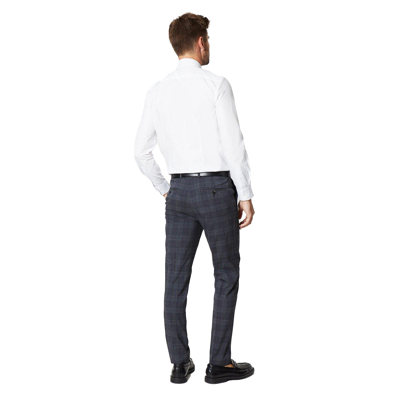 Burgundy - Back - Burton Mens Retro Check Slim Suit Trousers