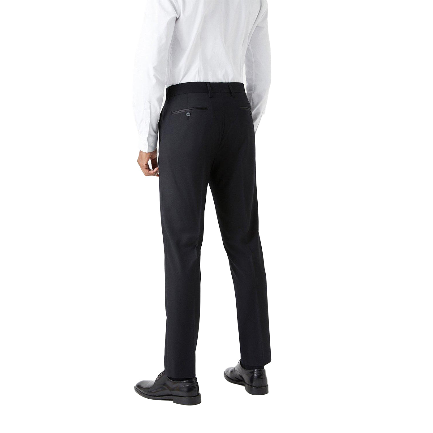 Black - Back - Burton Mens Slim Tailored Tuxedo Trousers
