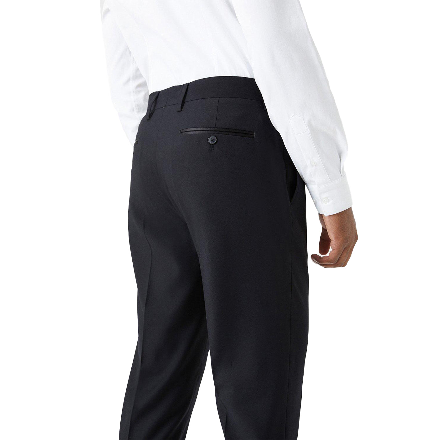 Black - Side - Burton Mens Slim Tailored Tuxedo Trousers