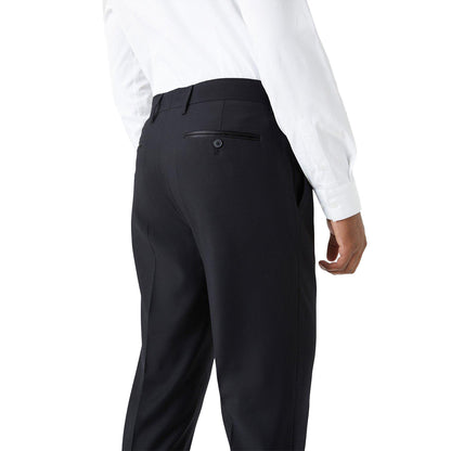 Black - Side - Burton Mens Slim Tailored Tuxedo Trousers