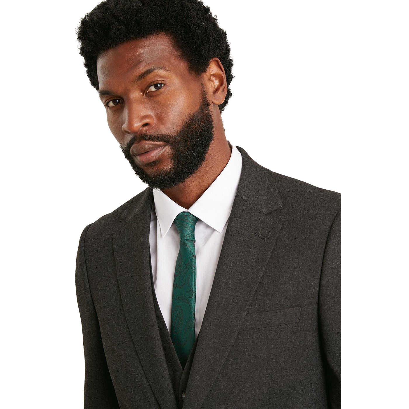 Charcoal - Side - Burton Mens Essential Slim Suit Jacket