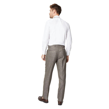 Brown - Back - Burton Mens Heritage Puppytooth Suit Trousers