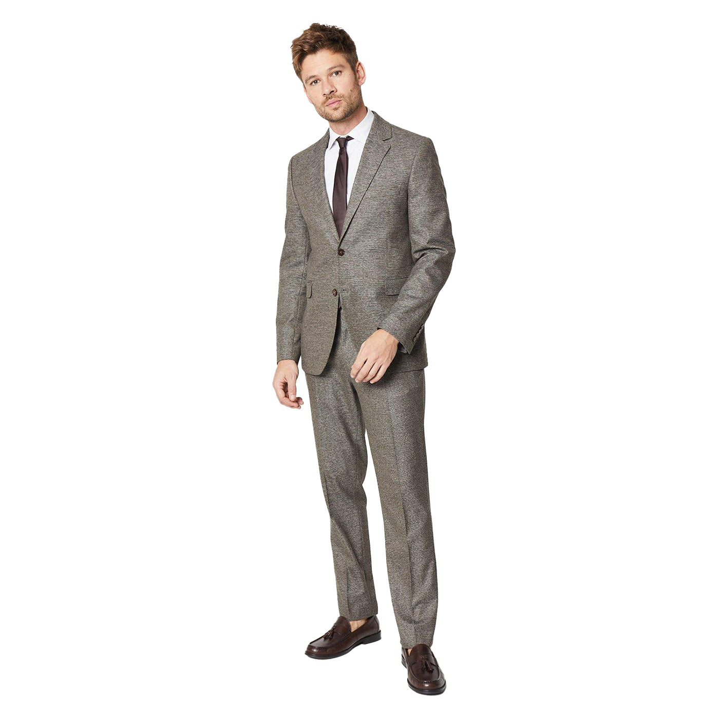 Brown - Lifestyle - Burton Mens Heritage Puppytooth Suit Trousers
