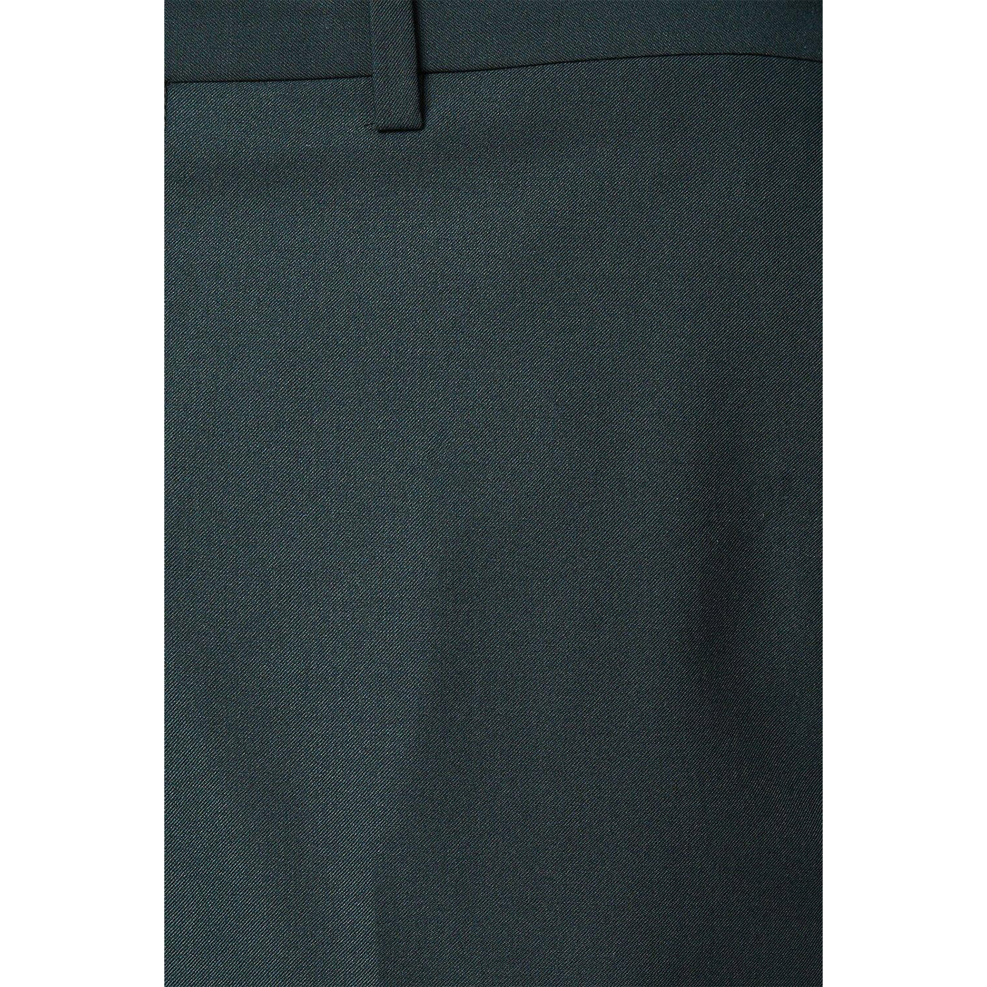 Dark Green - Side - Burton Mens Plain Slim Suit Trousers