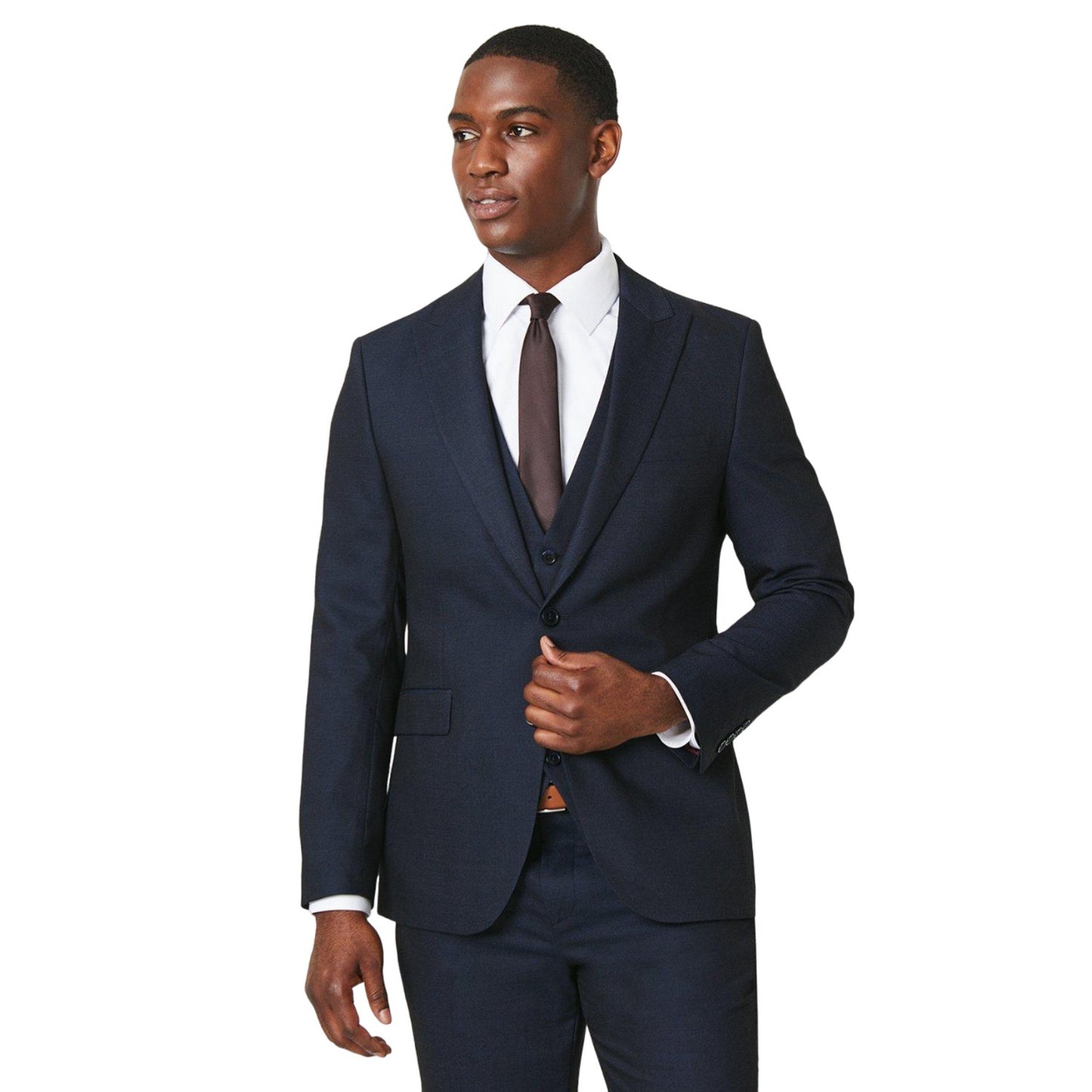 Navy - Front - Burton Mens 1904 Wool Blend Slim Suit Jacket