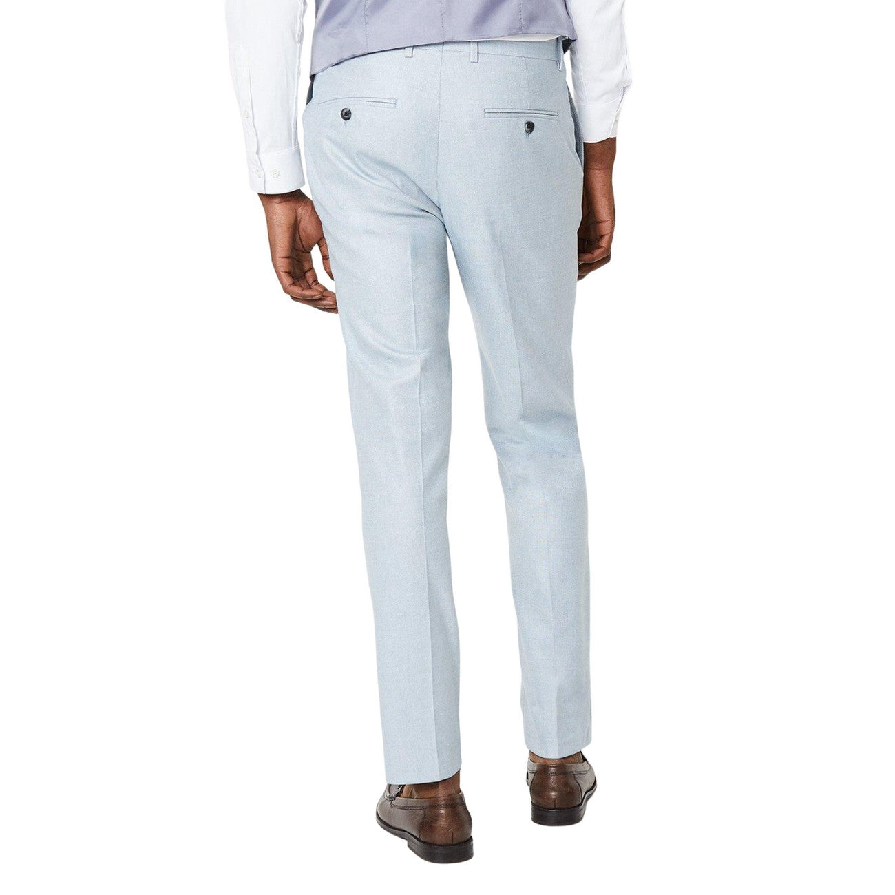 Light Blue - Back - Burton Mens Plain Slim Tailored Suit Trousers