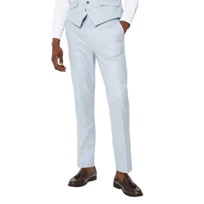 Light Blue - Front - Burton Mens Plain Slim Tailored Suit Trousers