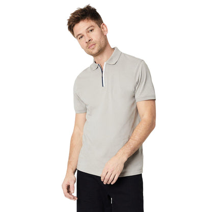 Silver Grey - Front - Burton Mens Zip Split Placket Polo Shirt