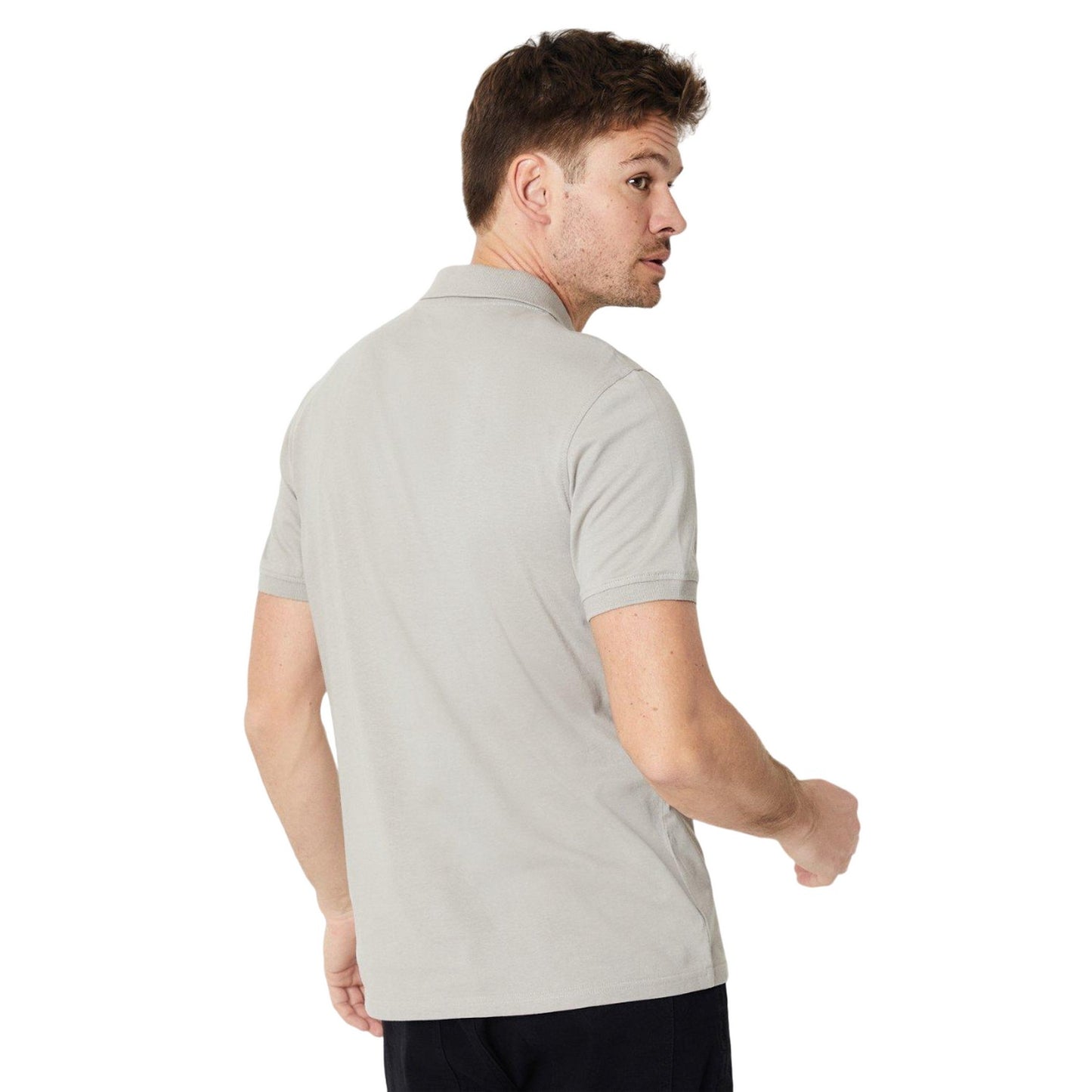 Silver Grey - Back - Burton Mens Zip Split Placket Polo Shirt