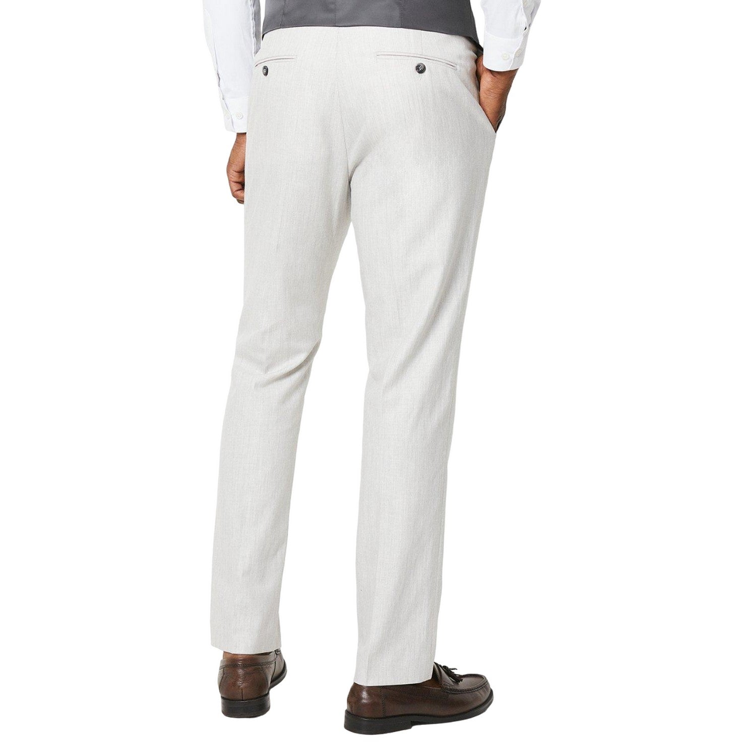 Pale Grey - Back - Burton Mens Linen Blend Slim Suit Trousers