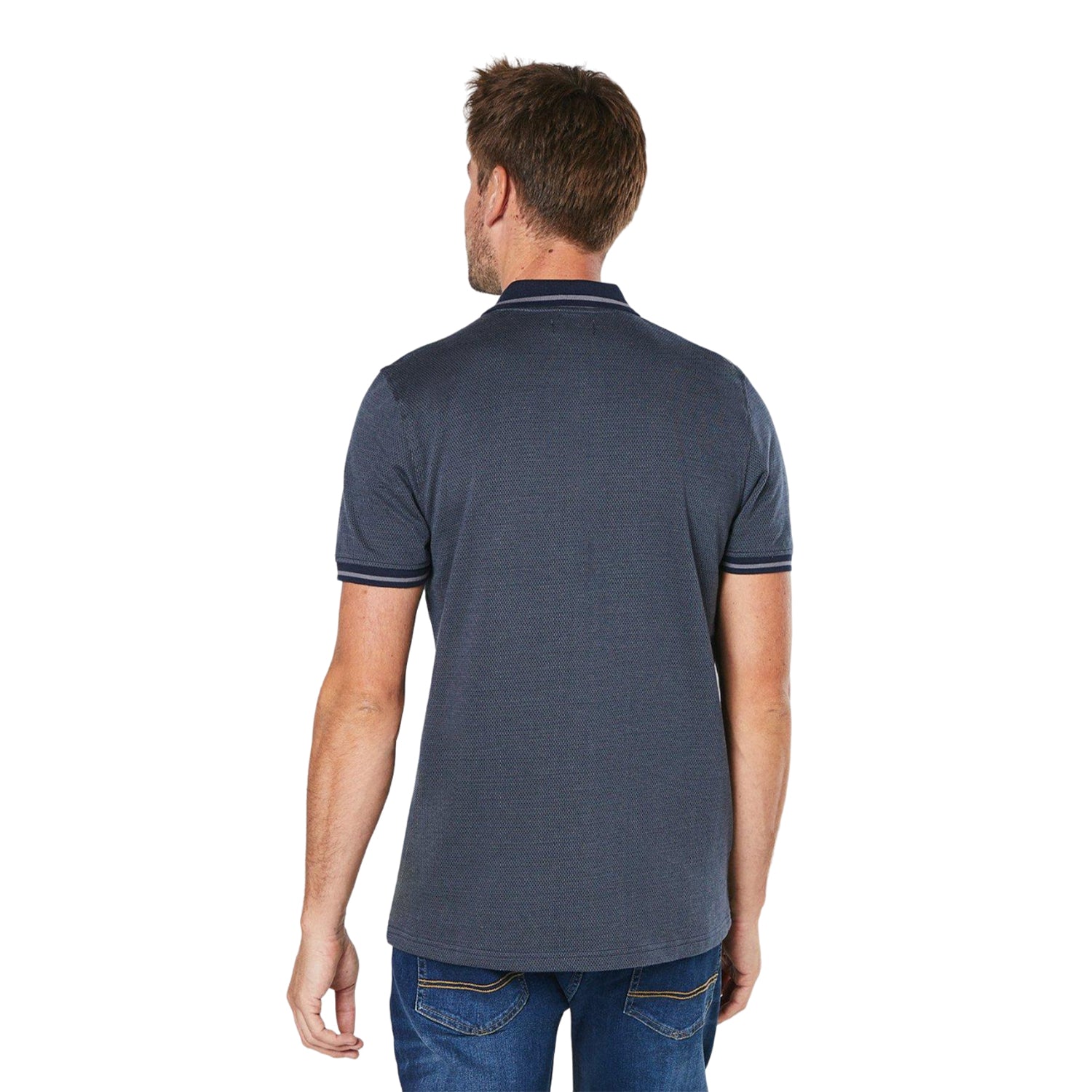 Navy - Back - Burton Mens Jacquard Polo Shirt