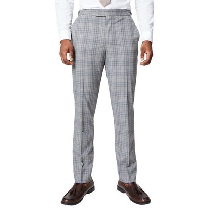 Grey - Front - Burton Mens Highlight Checked Suit Trousers