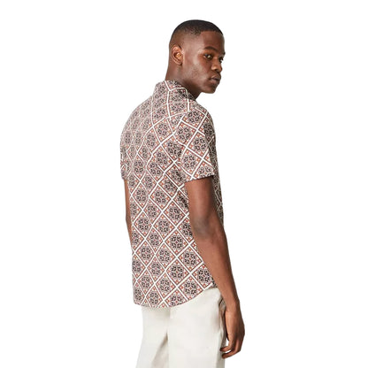 Orange - Back - Burton Mens Tile Print Short-Sleeved Shirt
