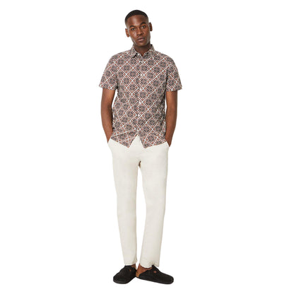 Orange - Side - Burton Mens Tile Print Short-Sleeved Shirt