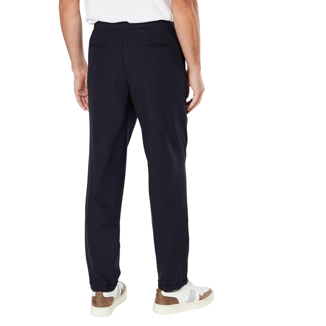 Black - Back - Burton Mens Pleated Elasticated Waist Tapered Trousers
