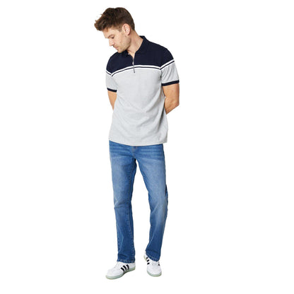 Navy - Lifestyle - Burton Mens Contrast Zip Neck Polo Shirt