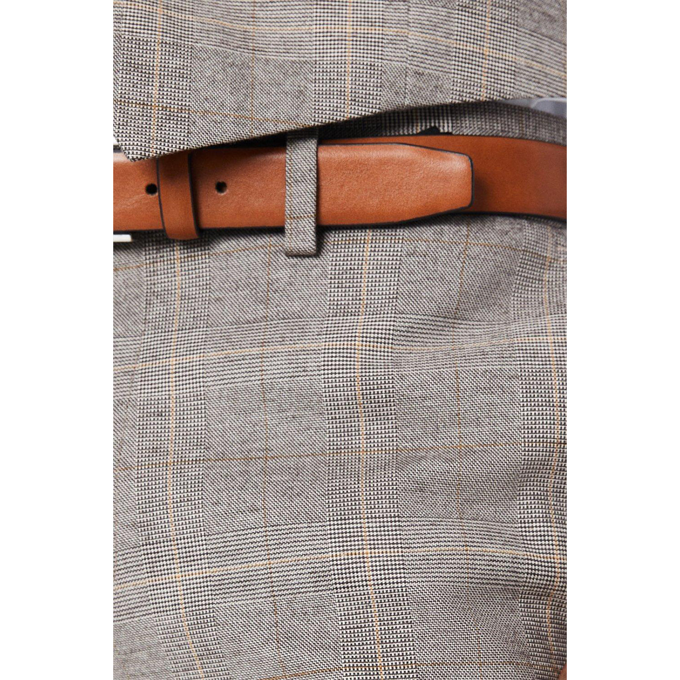 Neutral - Side - Burton Mens Heritage Check Slim Wedding Suit Trousers