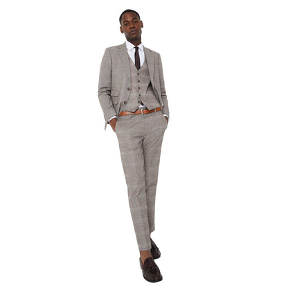 Neutral - Lifestyle - Burton Mens Heritage Check Slim Wedding Suit Trousers
