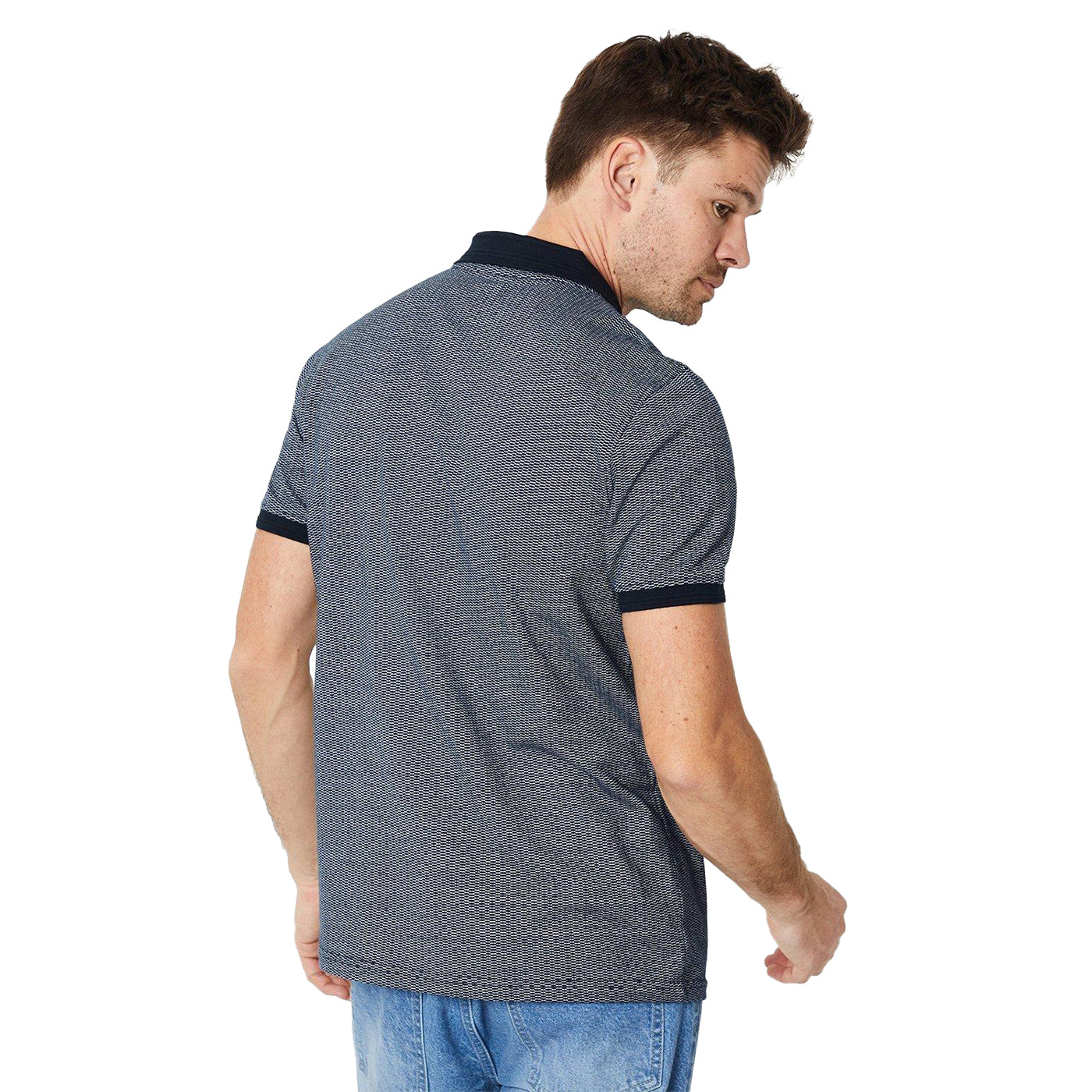 Navy - Back - Burton Mens Dash Jacquard Polo Shirt