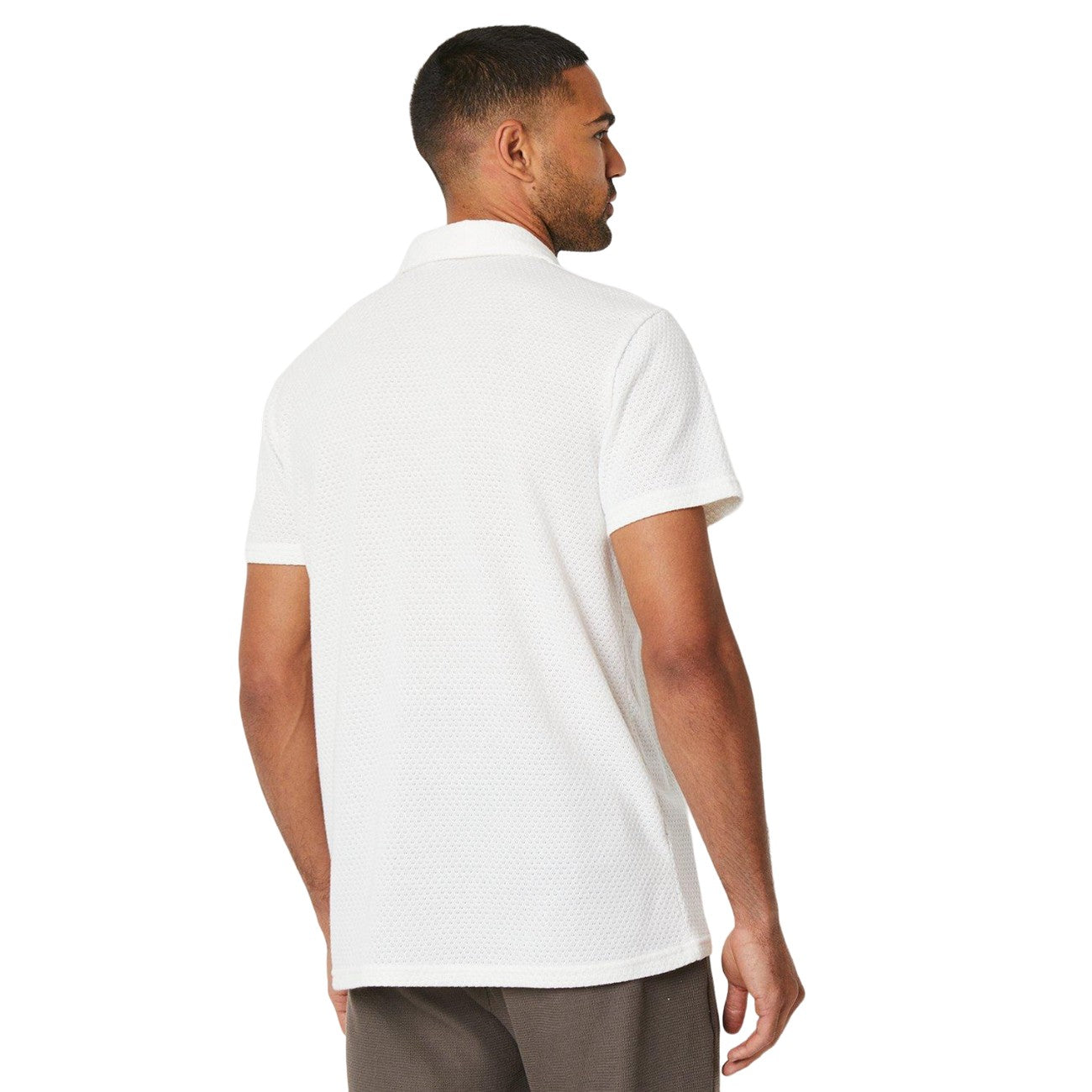 White - Back - Burton Mens Textured Lightweight Polo Shirt