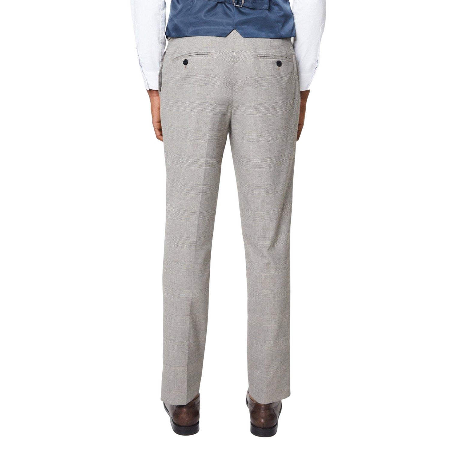 Neutral - Back - Burton Mens Pow Check Tailored Suit Trousers