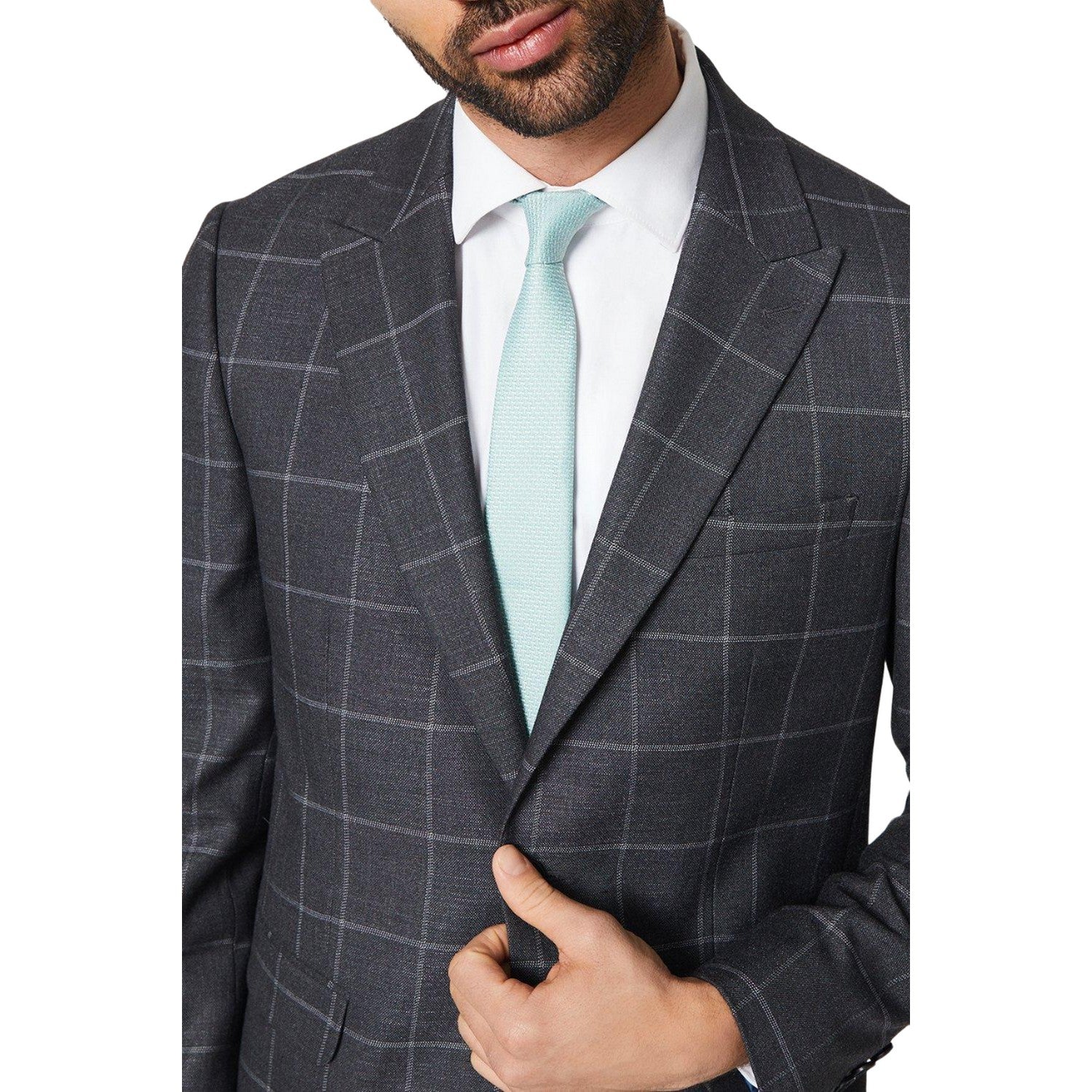 Sage - Front - Burton Mens Slim Jacquard Tie Set