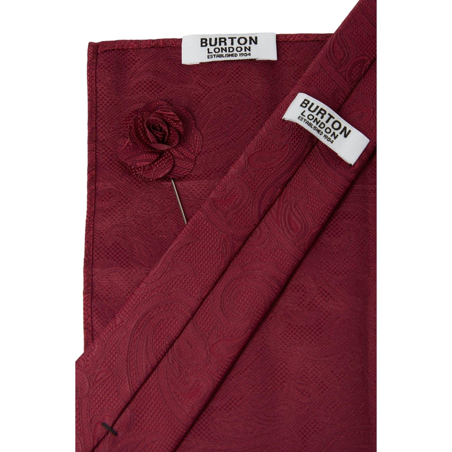 Burgundy - Back - Burton Paisley Wedding Tie Set