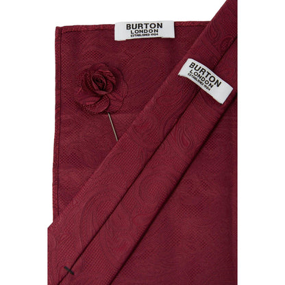 Burgundy - Back - Burton Paisley Wedding Tie Set
