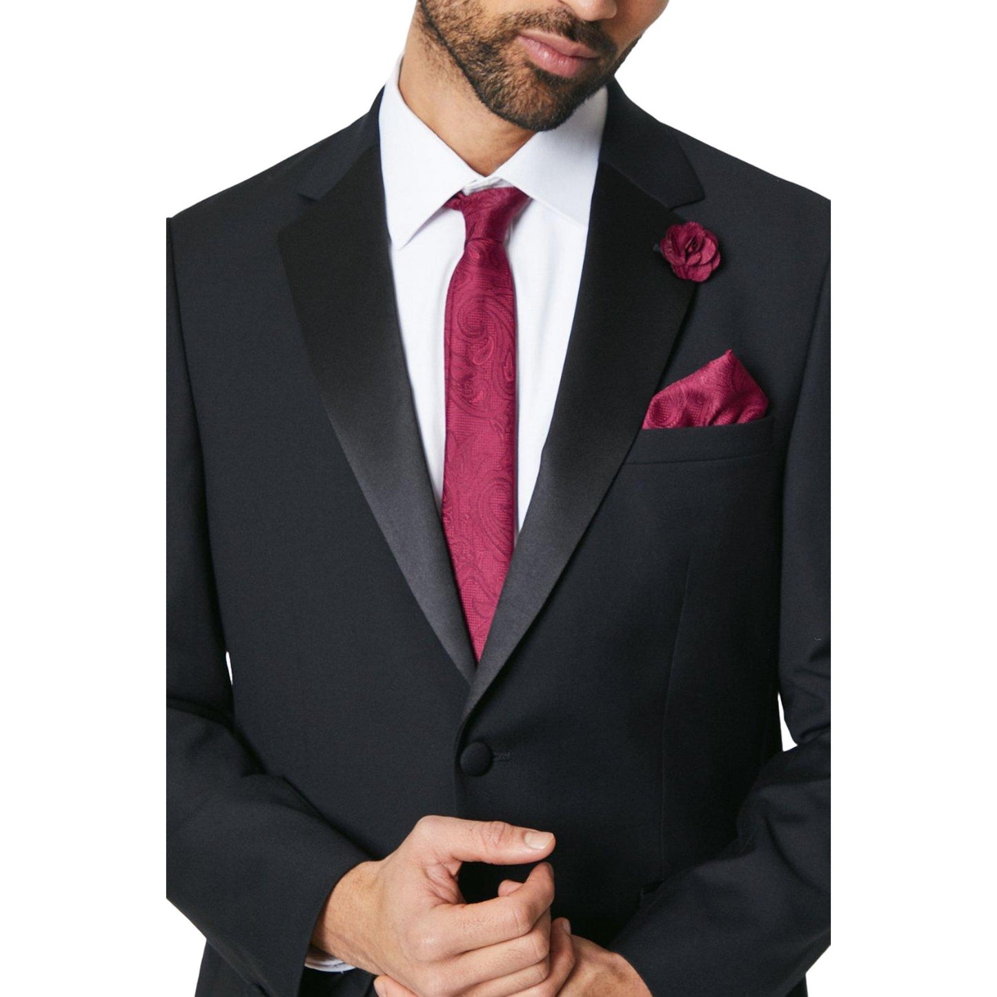 Burgundy - Side - Burton Paisley Wedding Tie Set