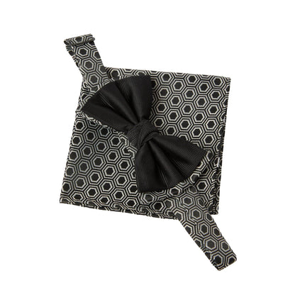Black - Side - Burton Mens Geometric Double Layered Bow Tie Set