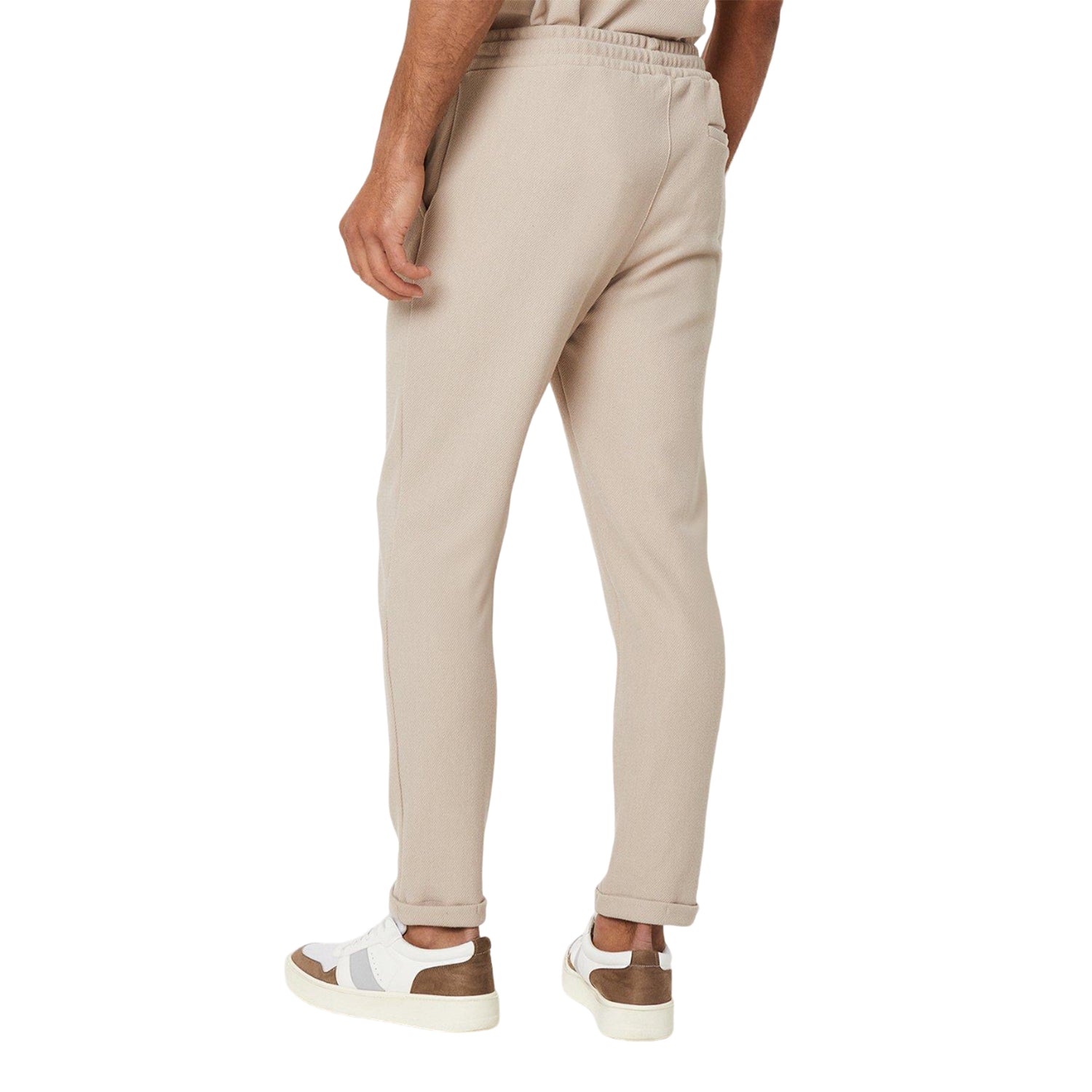 Tan - Back - Burton Mens Smart Jersey Tapered Slim Jogging Bottoms