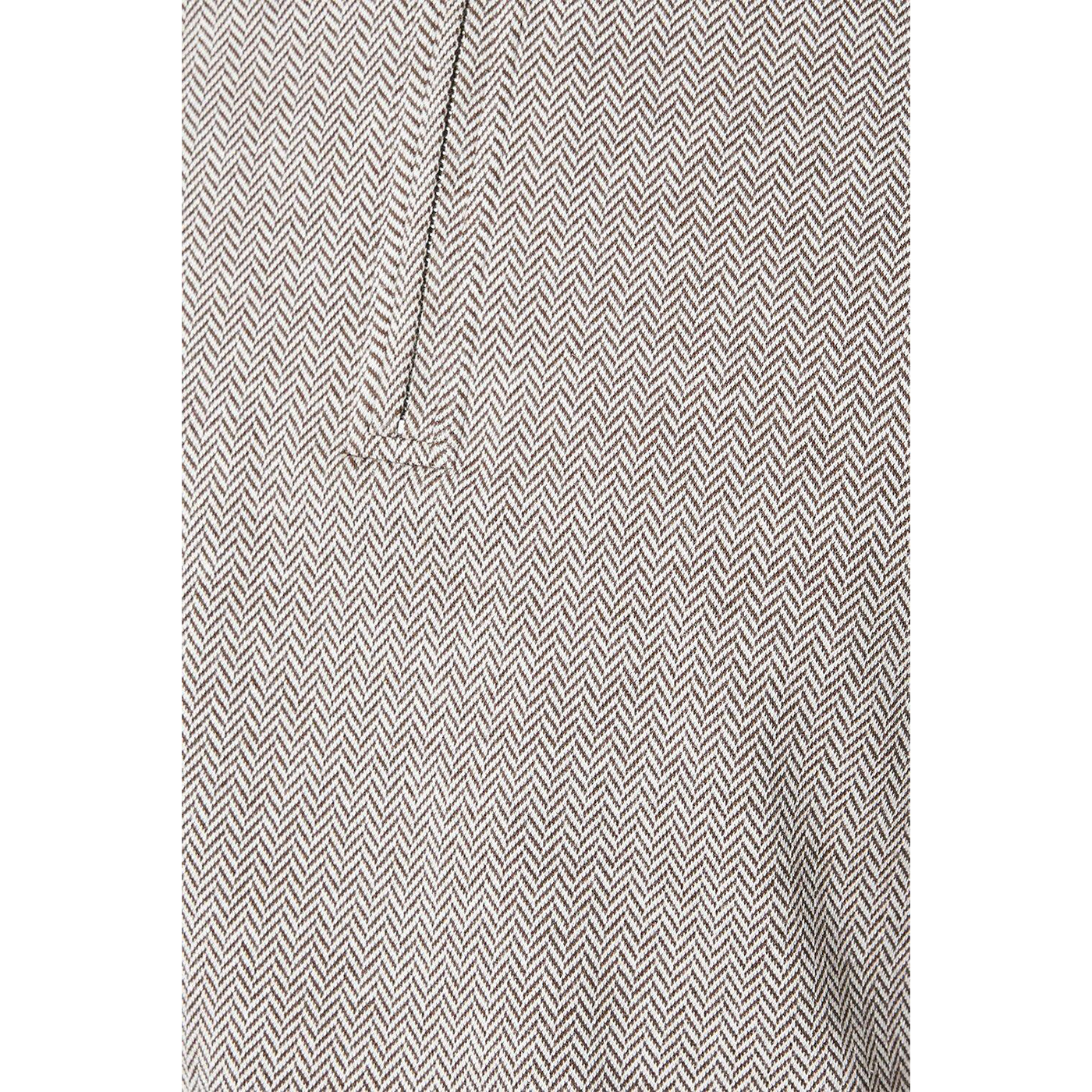 Oatmeal - Side - Burton Mens Herringbone Textured Quarter Zip Polo Shirt