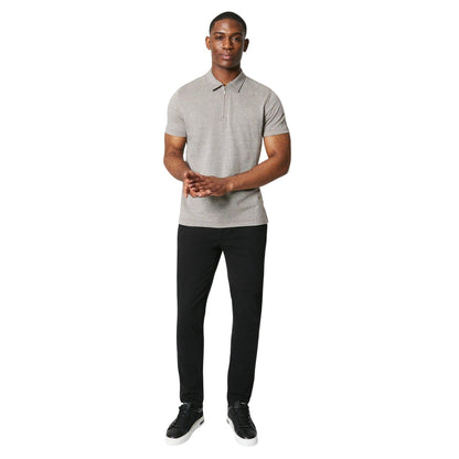 Oatmeal - Lifestyle - Burton Mens Herringbone Textured Quarter Zip Polo Shirt
