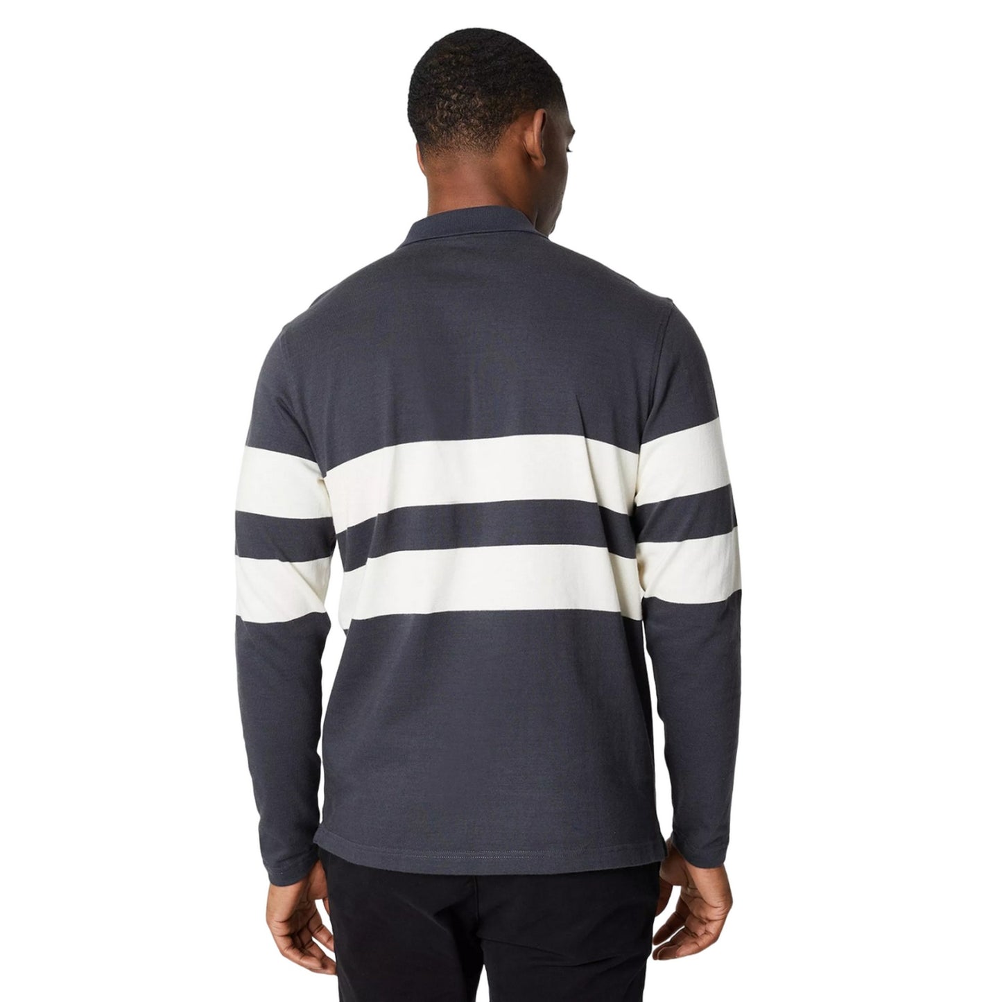 Grey - Back - Burton Mens Placement Rugby Style Long-Sleeved Polo Shirt