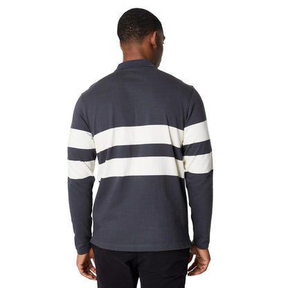 Grey - Back - Burton Mens Placement Rugby Style Long-Sleeved Polo Shirt