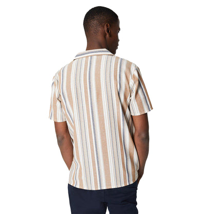 Multicoloured - Back - Burton Mens Textured Stripe Short-Sleeved Shirt