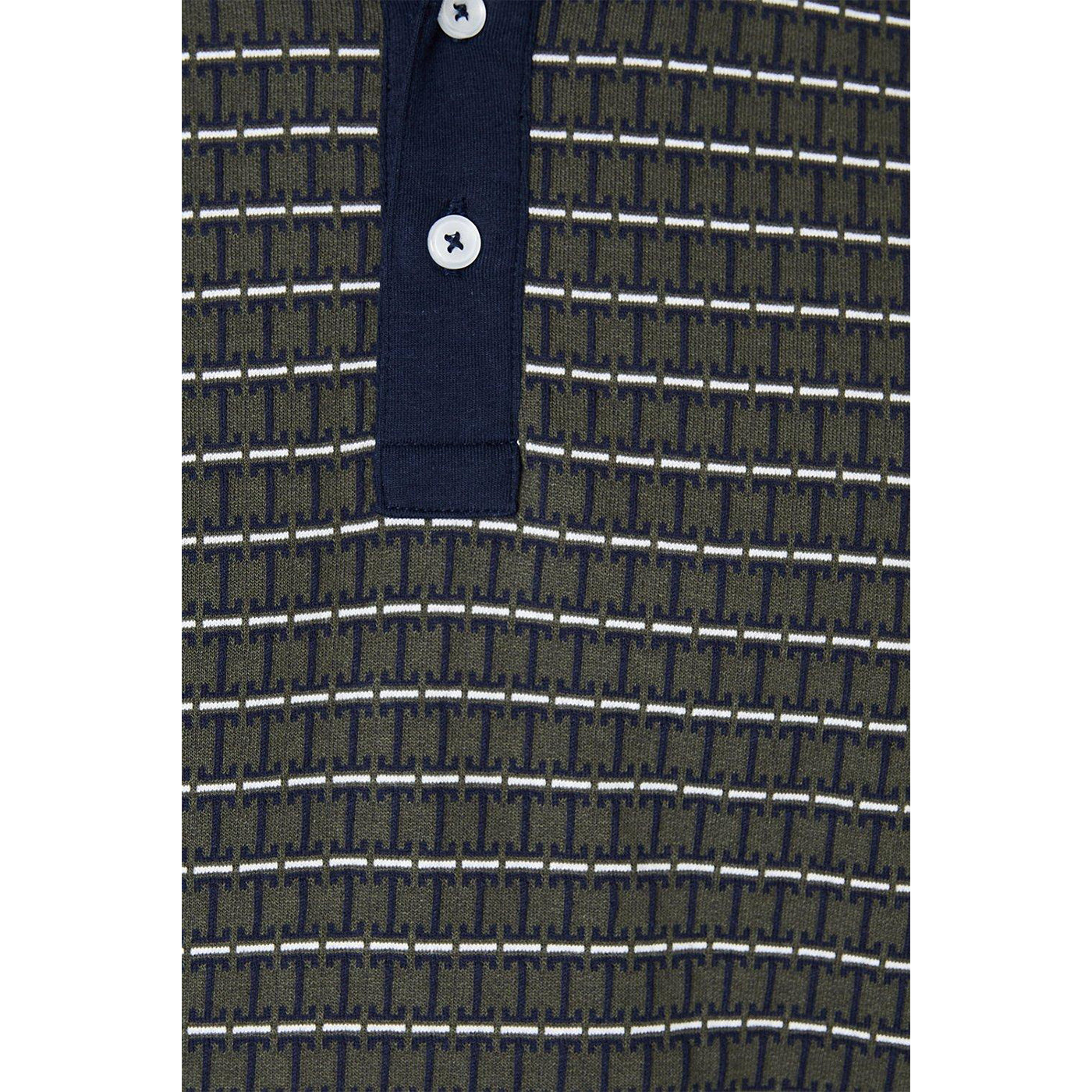 Olive - Side - Burton Mens Chain Geometric Jacquard Polo Shirt