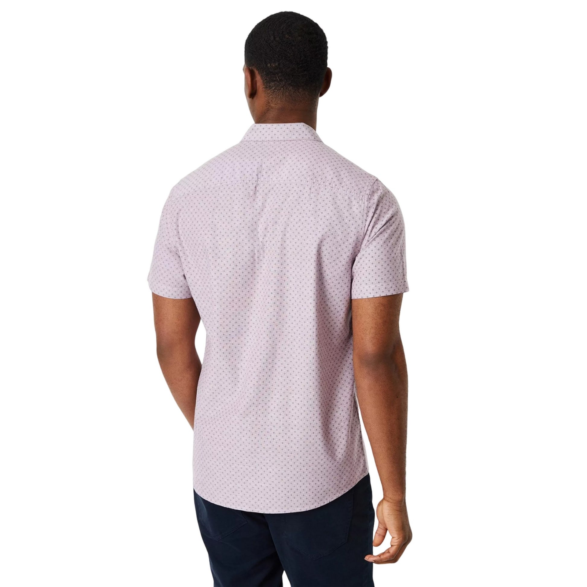 Pink - Back - Burton Mens Polka Dot Short-Sleeved Shirt
